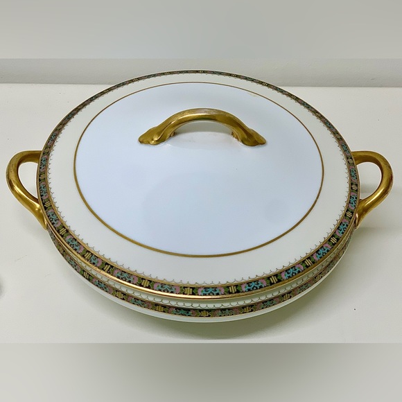 Early 20th Century NORITAKE M JAPAN CHATILLON Gold Trim Lidded Vegetable Bowl - Picture 2 of 16